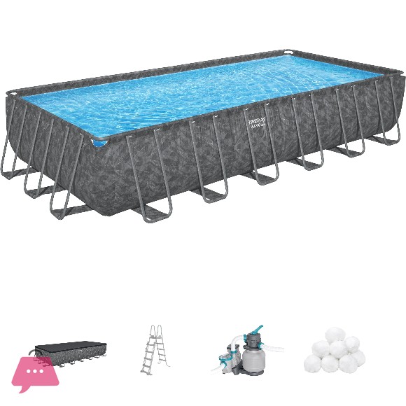 Bestway OUTDOOR YARD FAMILY ABOVE GROUND SWIMMING POOL Rectangular Bracket Pool Set WITH Accessories 24 Feet x 52 Inch - 561KG