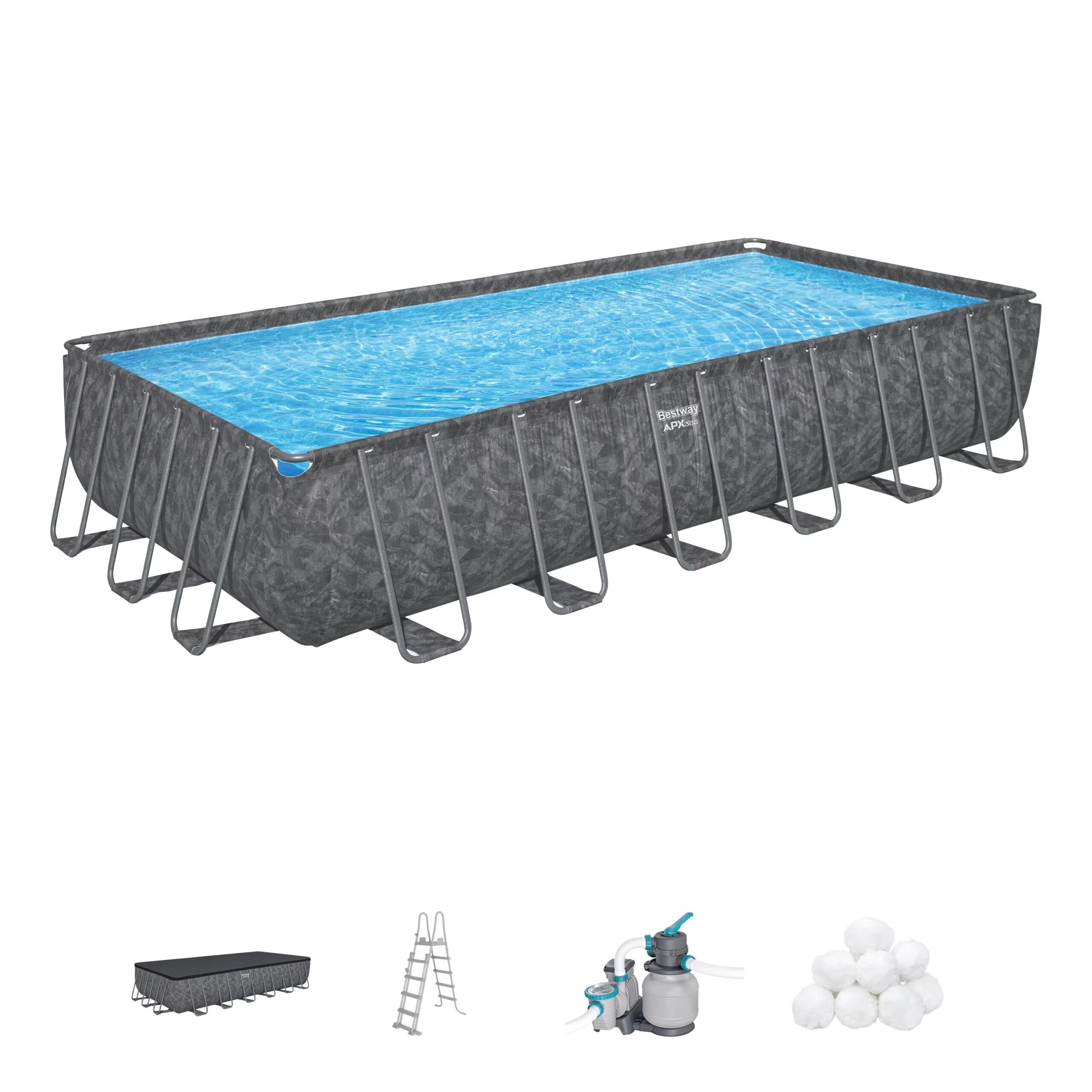 bestway-outdoor-yard-family-above-ground-swimming-pool-rectangular-bracket-pool-set-with-accessories---561kg
