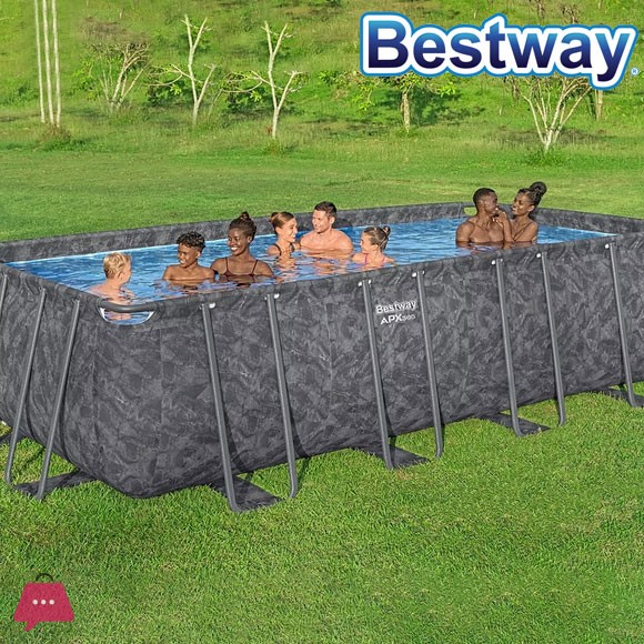 Bestway Rectangular Above-Ground Pool Set Big Family Swimming POOL 18 ft × 9 ft × 52 in - 561KA