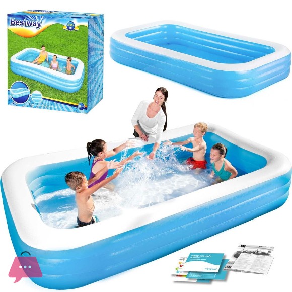 Bestway Rectangular Blue Family Pool Deluxe- 10 Feet x 6 Feet x 22 Inch - 54009