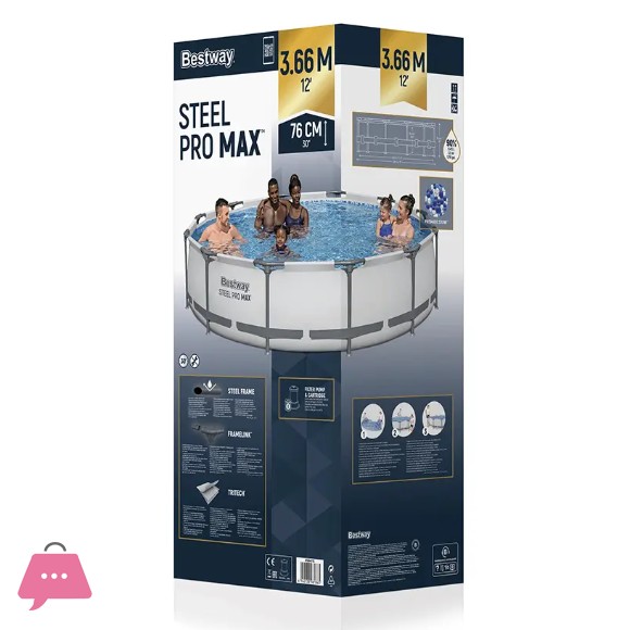 Bestway Steel Pro Max Pool Set Round Above Ground Pool 12 Feet x 30 Inch - 56416