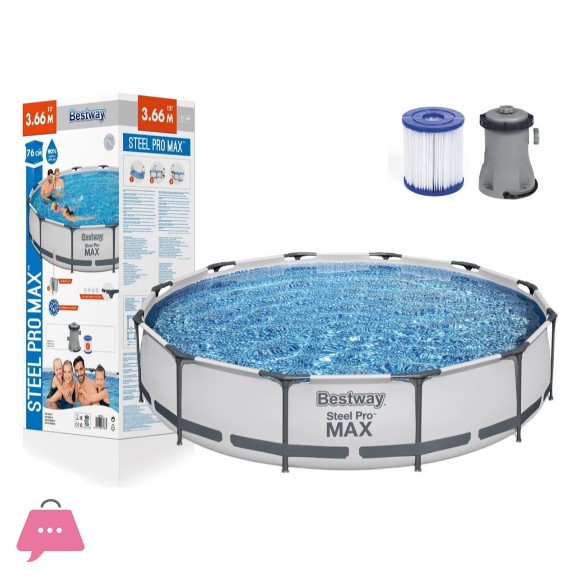 Bestway Steel Pro Max Pool Set Round Above Ground Pool 12 Feet x 30 Inch - 56416