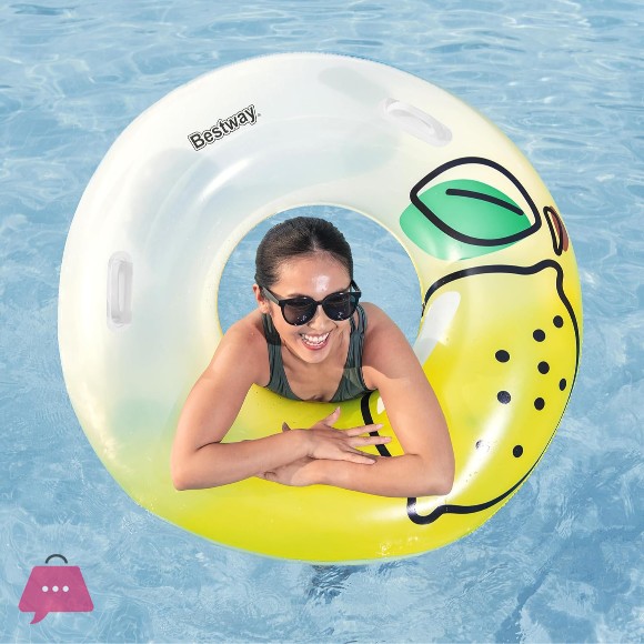 Bestway Swim Ring Fresh Squeezed Lemon Swim Tube 45inch, Heavy-duty Handles