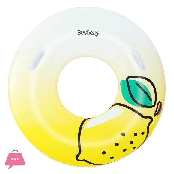 Bestway Swim Ring Fresh Squeezed Lemon Swim Tube 45inch, Heavy-duty Handles