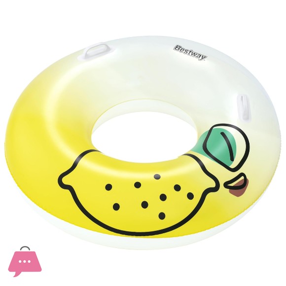 Bestway Swim Ring Fresh Squeezed Lemon Swim Tube 45inch, Heavy-duty Handles