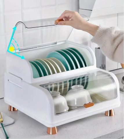 Multi-Function Dish Rack, Drain Dish Rack With Cover, Dish Drainer Utensil Organizer For Kitchen