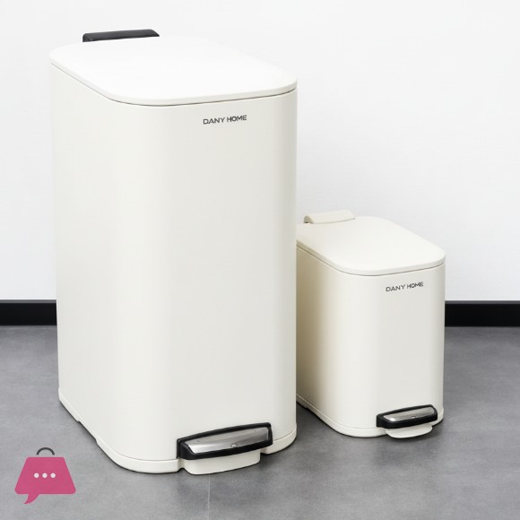 Danny Home 2-Piece White Trash Can Set – 30L & 6L Pedal Bins with Soft-Close Lid