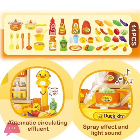 Funny Duck Kitchen Toy Set with Running water with Light Sound
