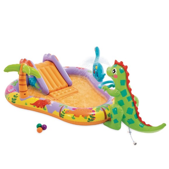 INTEX Dino Park Inflatable Water Play Center with Slide and Sprayer - 56139