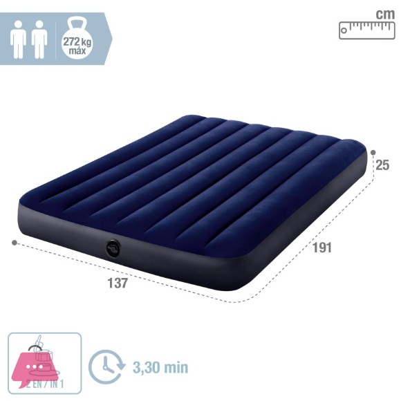 Intex Downy Full Standard Classic Double Inflatable Mattress - 64758
