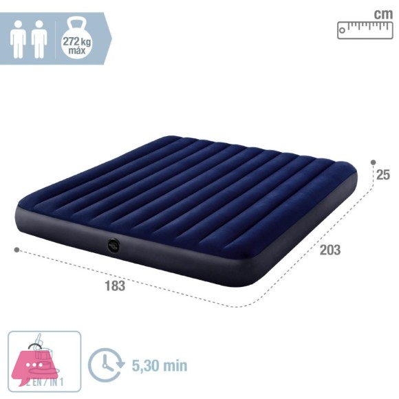 Intex Downy King Standard Classic Double Inflatable Mattress - 64755