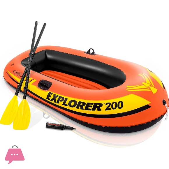 Intex Explorer 200, 2-Person Inflatable Boat Set with French Oars and Mini Air Pump - 58331