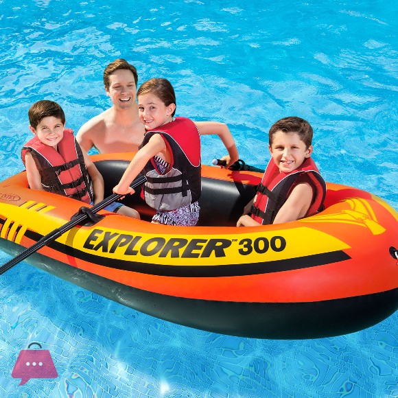 Intex Explorer 300 Compact Inflatable Three Person Raft Boat - 58332