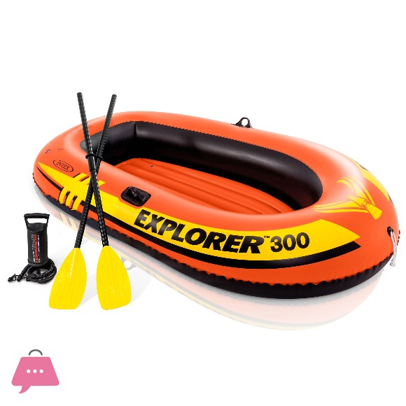 Intex Explorer 300 Compact Inflatable Three Person Raft Boat - 58332