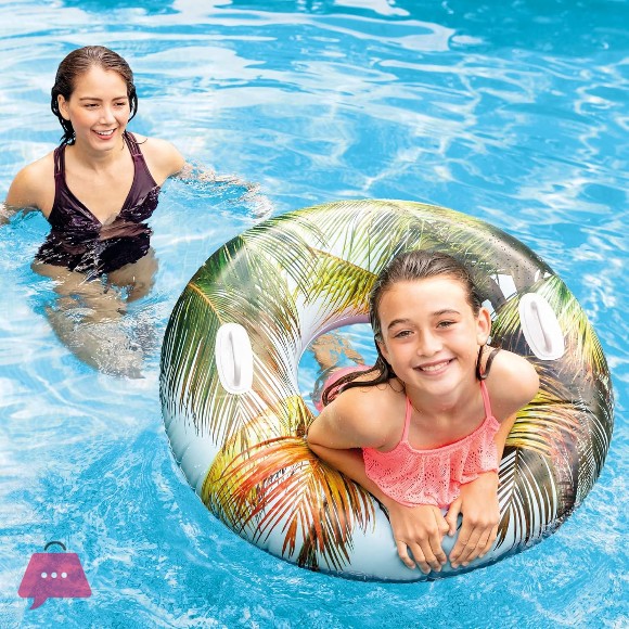 Intex Groovy Color Inflatable Tropical Flower Transparent Tube Swim Ring 38Inch - 58263 in Pakistan