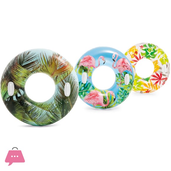 Intex Groovy Color Inflatable Tropical Flower Transparent Tube Swim Ring 38Inch - 58263 in Pakistan