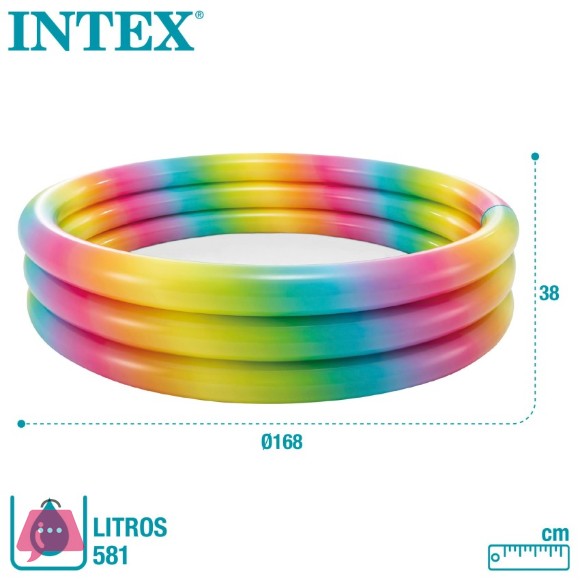 Intex Inflatable 3-Ring Pool with Colored Dots 168x38 cm - 58449
