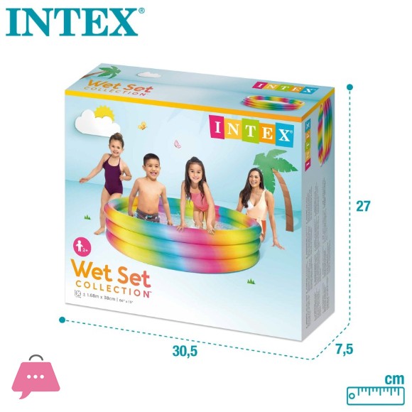 Intex Inflatable 3-Ring Pool with Colored Dots 168x38 cm - 58449