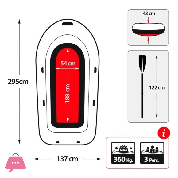 Intex Inflatable Boat Seahawk 3 Aluminum Oars - 295x137x43 CM - 68380