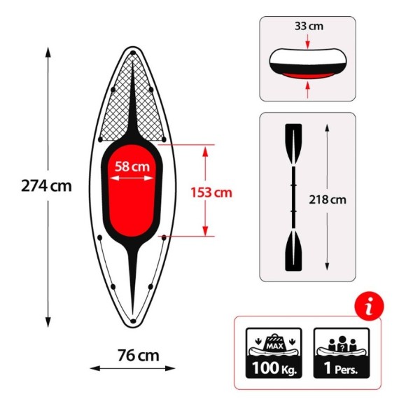 Intex Inflatable Challenger K1 Boat With Paddle 274X76X33 CM - 68305