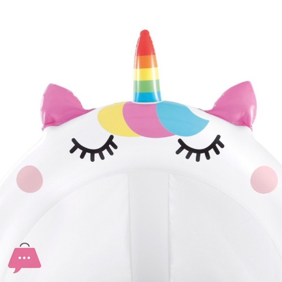 INTEX Inflatable Unicorn Childrens Pool with Padded Floor and Sunshade 102x102 cm - 58438