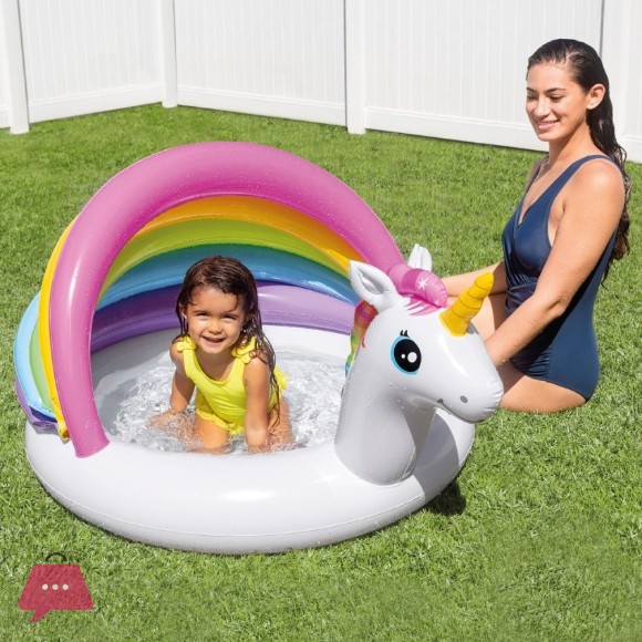 INTEX Inflatable Childrens Pool with Unicorn Parasol - 57113