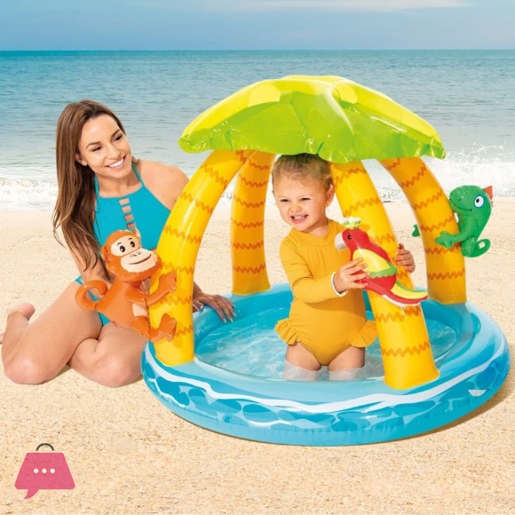 INTEX Inflatable Tropical Island Pool with Padded Floor and Parasol 102x86 cm - 58417