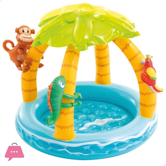 INTEX Inflatable Tropical Island Pool with Padded Floor and Parasol 102x86 cm - 58417