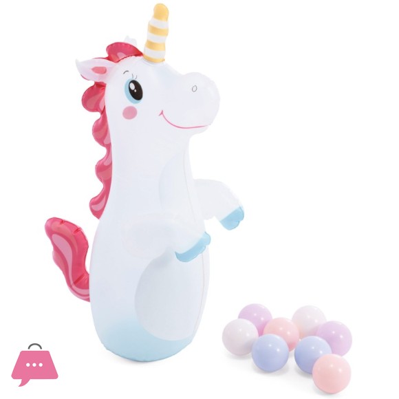 INTEX Inflatable Unicorn Castle Play Center with Slide - 56148