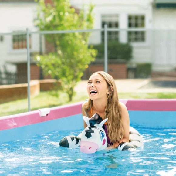 INTEX Metal Frame Above Ground Rectangular Swimming Pool Pink 7Ft x 5Ft x 24Inch - 28266