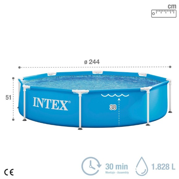 Intex Metal Frame Round Pool 8ft X 20In - 28205