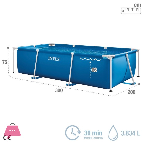 Intex Pool Rectangular Easy Set, Small Frame, and Metal Frame Swimming Pool Family Pool 10 x 6.5 x 2.5 Feet - 28272