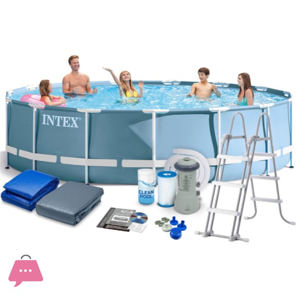 Intex Prism Frame Above Ground Swimming Pool with Filter Pump and Accessories - 15ft x 42 Inch - 26724
