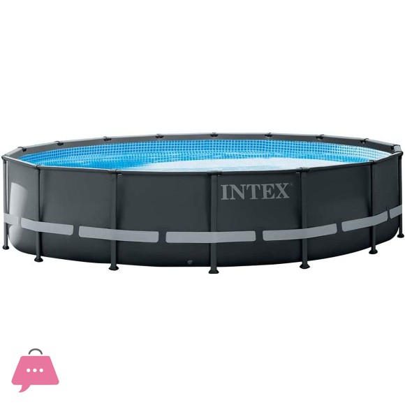 Intex Prism Frame Greywood Round Above Ground Pool 18 Feet x 48 Inch - 26326