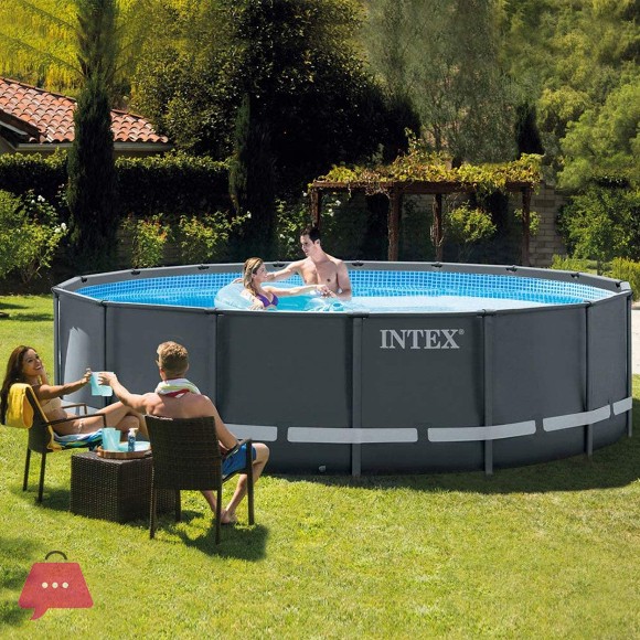 Intex Prism Frame Greywood Round Above Ground Pool 18 Feet x 48 Inch - 26326