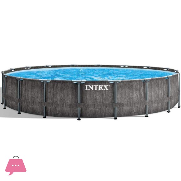 Intex Prism Frame Greywood Round Above Ground Pool 18 Feet x 48 Inch - 26744