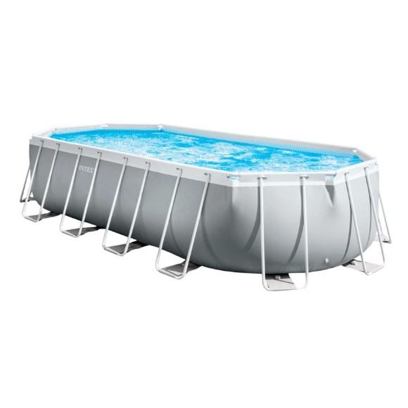 Intex Prism Frame Oval Pool Set With Pool Cover Ground Cloth Ladder & Water Filter Pump 20Ft x 10Ft x 4Ft- 26798
