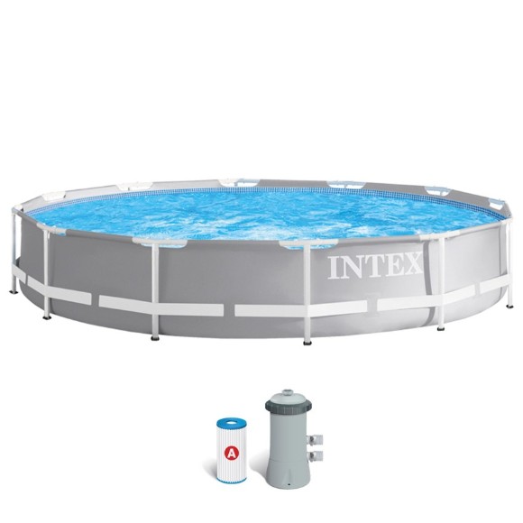 Intex Prism Frame Pool With Water Filter Pump 12Ft x 30Inch - 28712