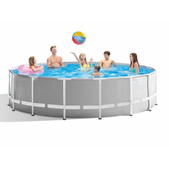 INTEX Prism Frame Pool With Water Filter Pump Ladder Pool Cover & Ground Cloth - 15Feet x 48Inch - 26726