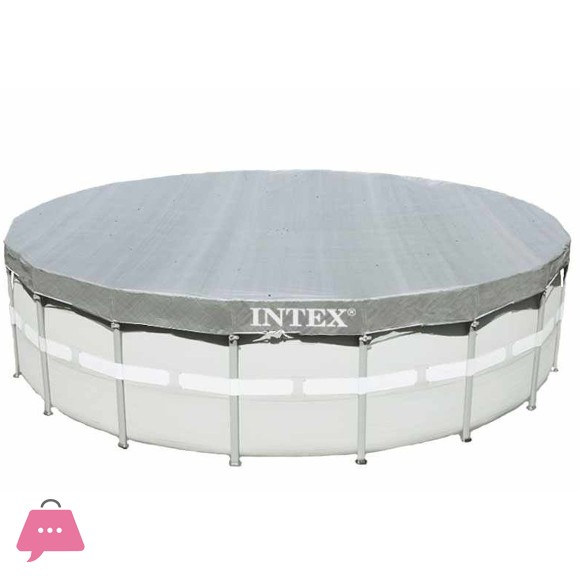 Intex Prism Frame Round Metal Frame Pool With Filter Pump Ladder Ground Cloth & Pool Cover 20 Feet x 52 Inch - 26756