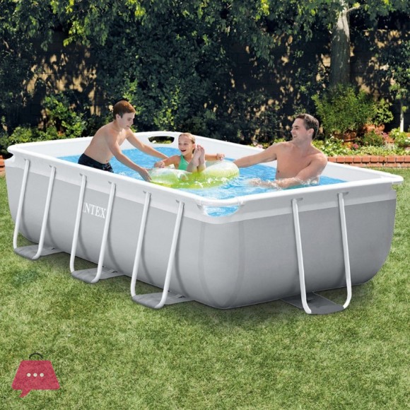 Intex Prism Metal Frame Above Ground Pool with Filter Pump and Ladder 9Ft 9In x 5Ft 9In x 31.5Inch - 26784
