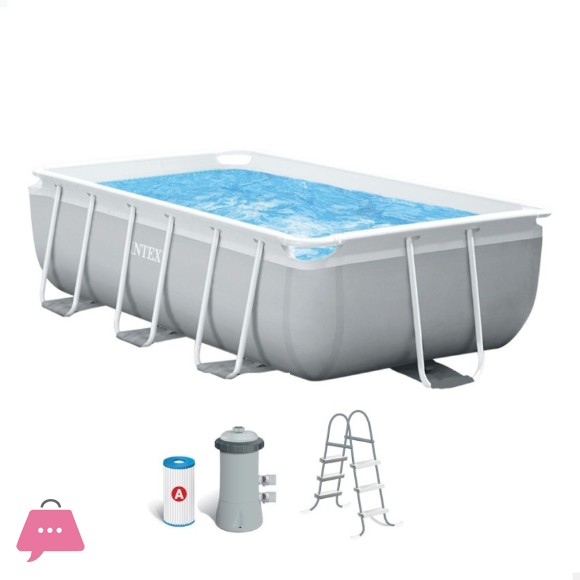 Intex Prism Metal Frame Above Ground Pool with Filter Pump and Ladder 9Ft 9In x 5Ft 9In x 31.5Inch - 26784