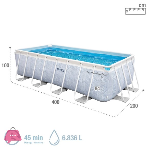 Intex Prism Metal Frame Chevron Rectangular Pool 13Ft x 6.5 x 40 Inch - 26780