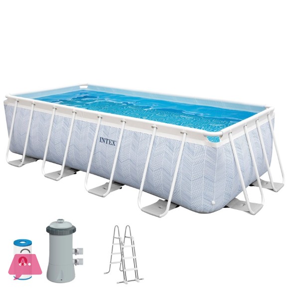 Intex Prism Metal Frame Chevron Rectangular Pool 13Ft x 6.5 x 40 Inch - 26780