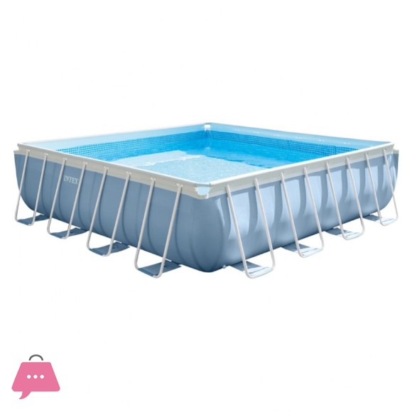 Intex Prisma Metal Frame Pool with Filter Cover & Ladder - 16 x 16 x 4 Feet - 28766