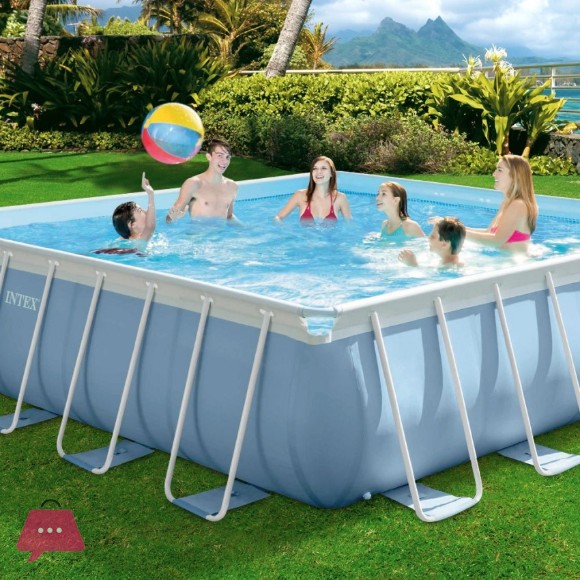 Intex Prisma Metal Frame Pool with Filter Cover & Ladder - 16 x 16 x 4 Feet - 28766