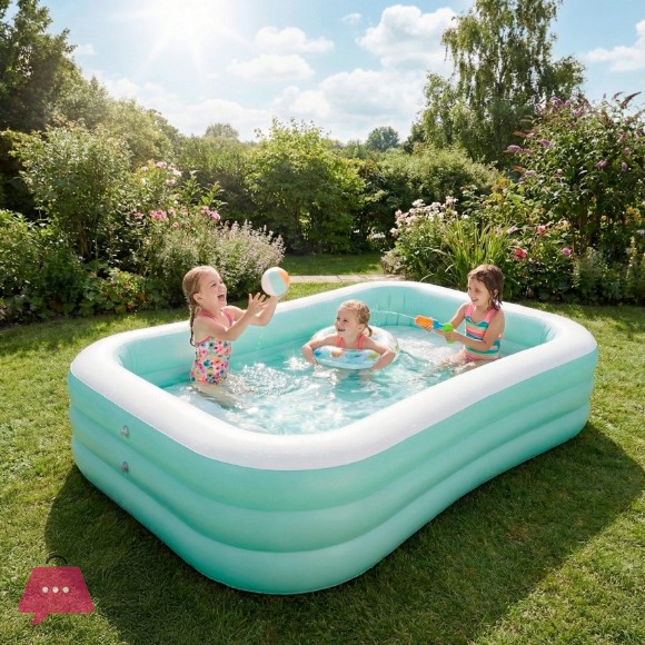 INTEX Rectangular Inflatable Childrens Swimming Pool 8.5 x 5.5 x 1.8 Feet - 58497