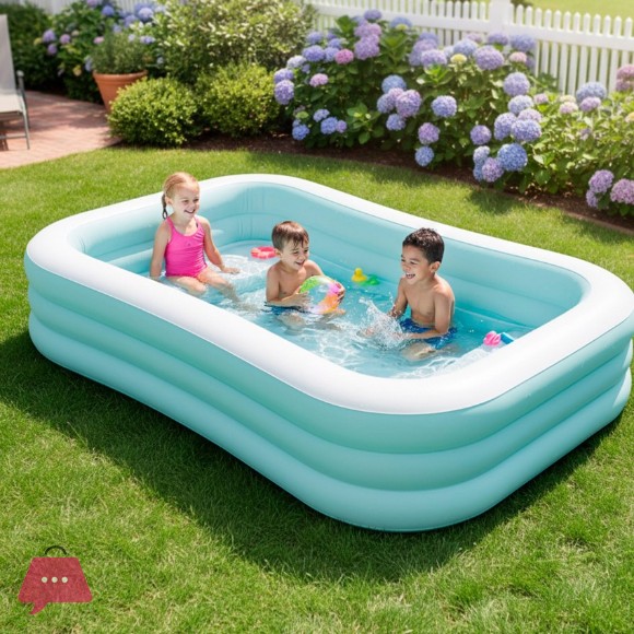 INTEX Rectangular Inflatable Childrens Swimming Pool 8.5 x 5.5 x 1.8 Feet - 58497