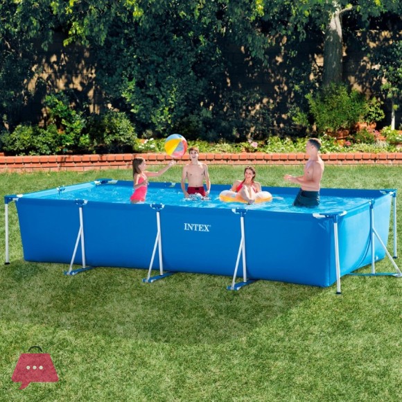 Intex Pool Rectangular Easy Set Small Metal Frame Family Swimming Pool - 28273