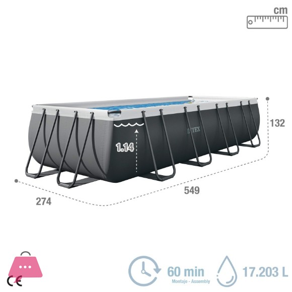 INTEX Rectangular Ultra XTR Frame Pool Set -18Ft x 9Ft x 52Inch - 26356